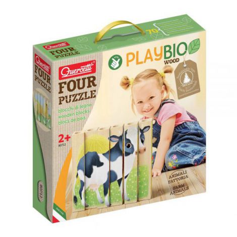 Four Puzzle Animale Ferma Bio, 2 ani+, Quercetti Q80712 - imagine 8